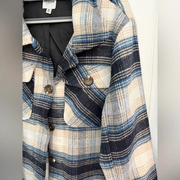 Kensie Plaid Shacket Jacket Button Front Women’s - Medium - Picture 3 of 4